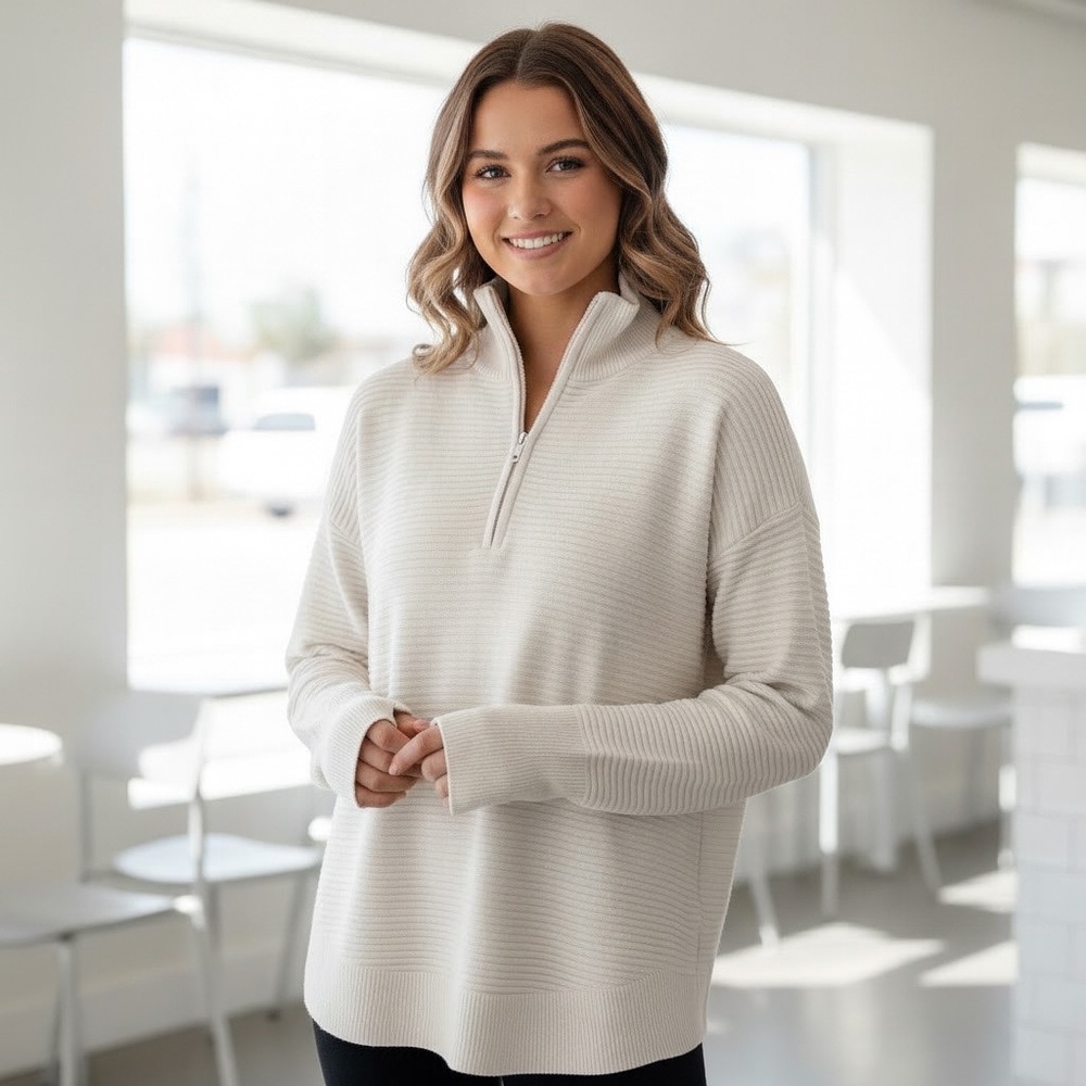 Small Aerie OFFLINE White Knit Top with Thumb Holes